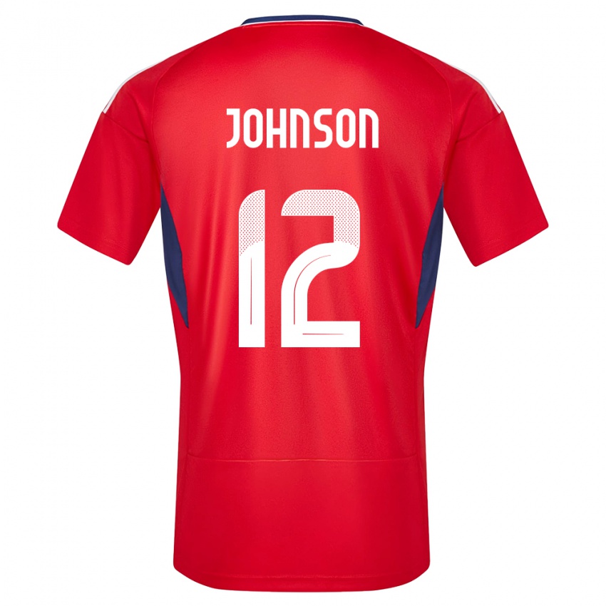 Uomo Maglia Costa Rica Shawn Johnson #12 Rosso Kit Gara Home 24-26 Maglietta