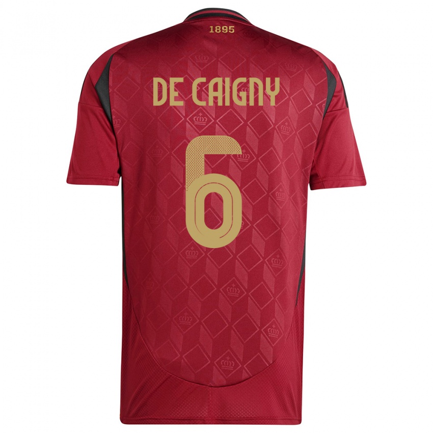 Uomo Maglia Belgio Tine De Caigny #6 Borgogna Kit Gara Home 24-26 Maglietta