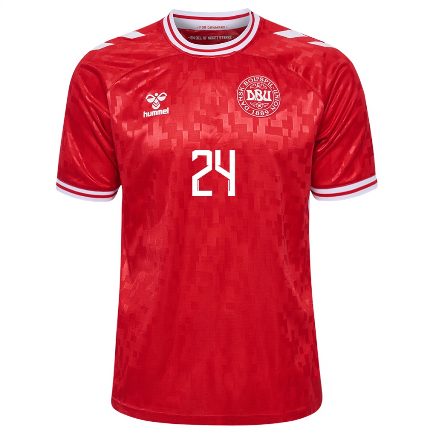 Uomo Maglia Danimarca Sarah Thygesen #24 Rosso Kit Gara Home 24-26 Maglietta