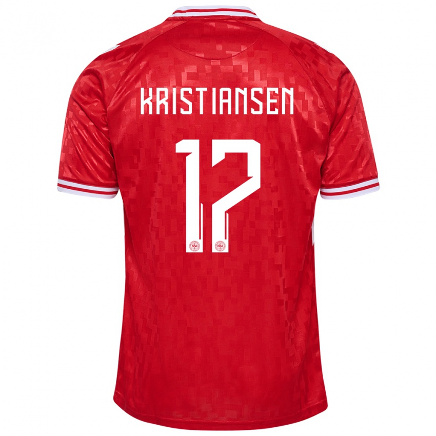 Uomo Maglia Danimarca Victor Kristiansen #17 Rosso Kit Gara Home 24-26 Maglietta