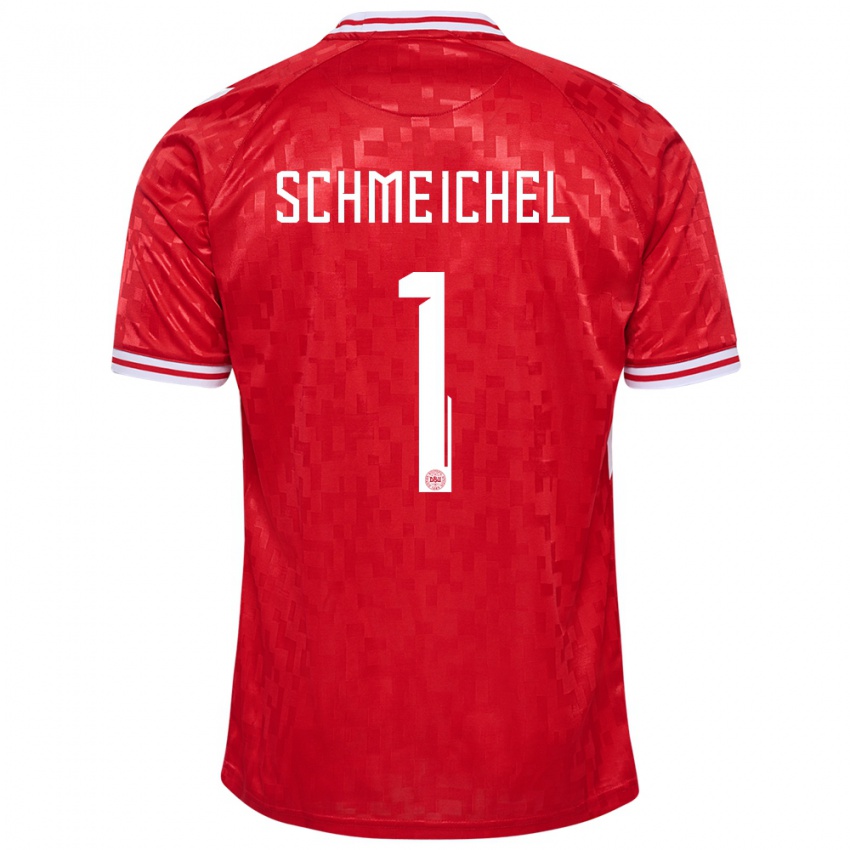 Uomo Maglia Danimarca Kasper Schmeichel #1 Rosso Kit Gara Home 24-26 Maglietta