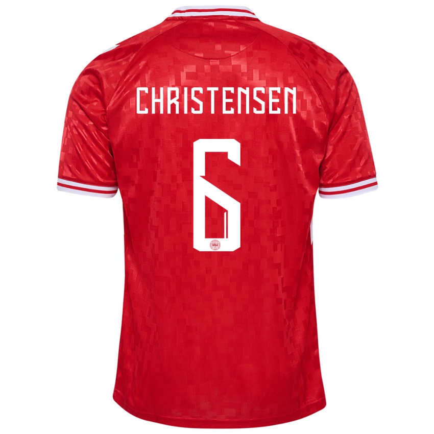 Uomo Maglia Danimarca Andreas Christensen #6 Rosso Kit Gara Home 24-26 Maglietta