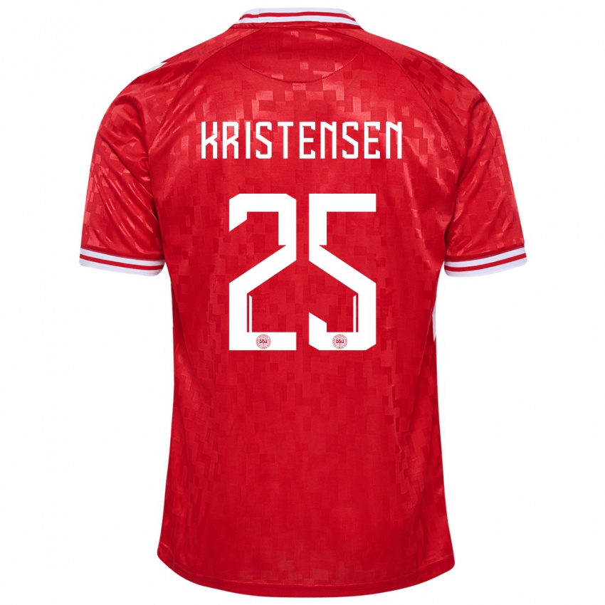 Uomo Maglia Danimarca Rasmus Kristensen #25 Rosso Kit Gara Home 24-26 Maglietta