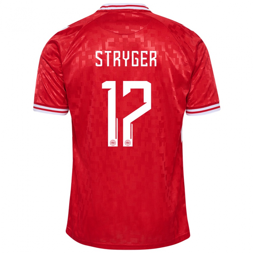 Uomo Maglia Danimarca Jens Stryger Larsen #17 Rosso Kit Gara Home 24-26 Maglietta