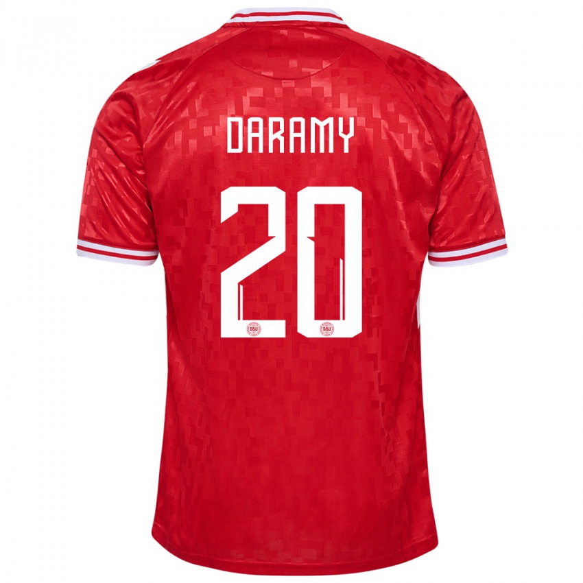 Uomo Maglia Danimarca Mohamed Daramy #20 Rosso Kit Gara Home 24-26 Maglietta