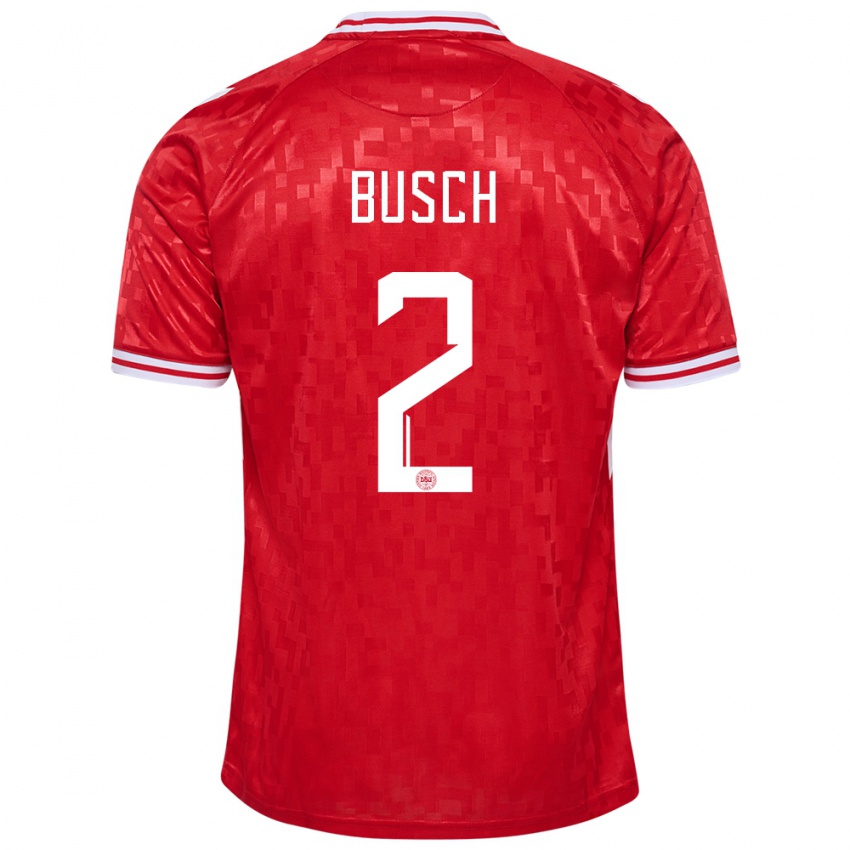 Uomo Maglia Danimarca Alexander Busch #2 Rosso Kit Gara Home 24-26 Maglietta