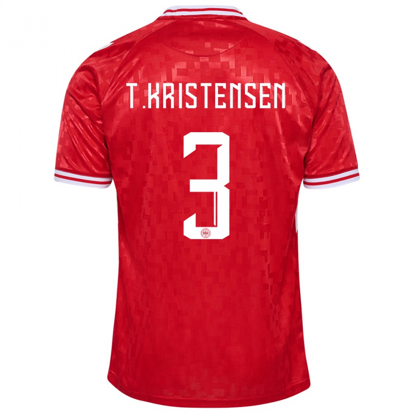 Uomo Maglia Danimarca Thomas Kristensen #3 Rosso Kit Gara Home 24-26 Maglietta