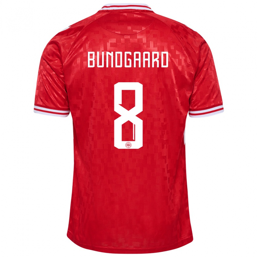 Uomo Maglia Danimarca Filip Bundgaard #8 Rosso Kit Gara Home 24-26 Maglietta