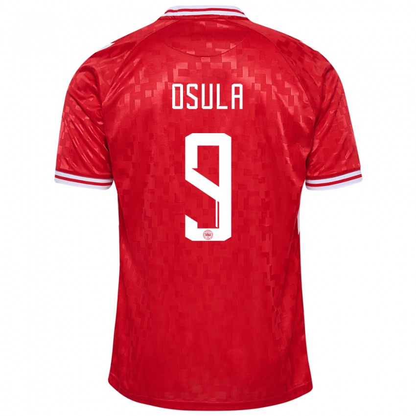 Uomo Maglia Danimarca William Osula #9 Rosso Kit Gara Home 24-26 Maglietta