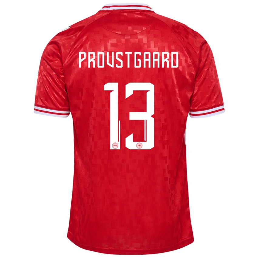 Uomo Maglia Danimarca Oliver Provstgaard #13 Rosso Kit Gara Home 24-26 Maglietta