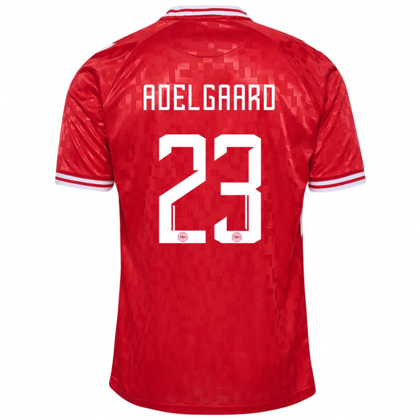 Uomo Maglia Danimarca Aske Adelgaard #23 Rosso Kit Gara Home 24-26 Maglietta