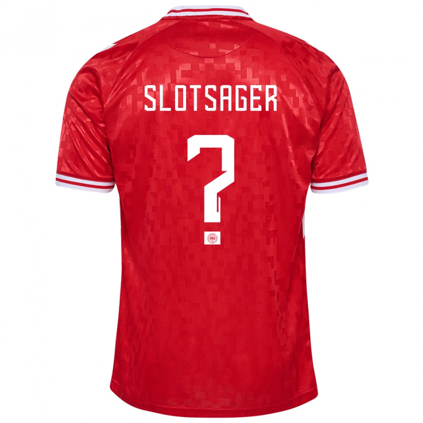 Uomo Maglia Danimarca Tobias Slotsager #0 Rosso Kit Gara Home 24-26 Maglietta