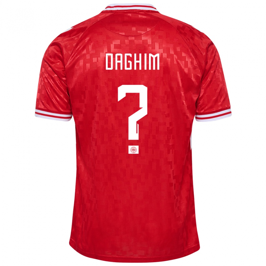 Uomo Maglia Danimarca Adam Daghim #0 Rosso Kit Gara Home 24-26 Maglietta