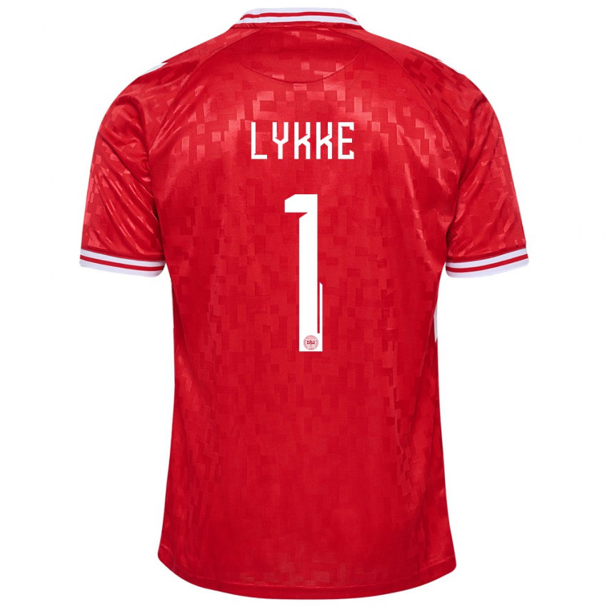 Uomo Maglia Danimarca William Lykke #1 Rosso Kit Gara Home 24-26 Maglietta