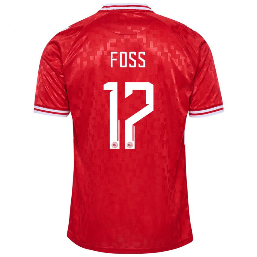 Uomo Maglia Danimarca Jonathan Foss #17 Rosso Kit Gara Home 24-26 Maglietta