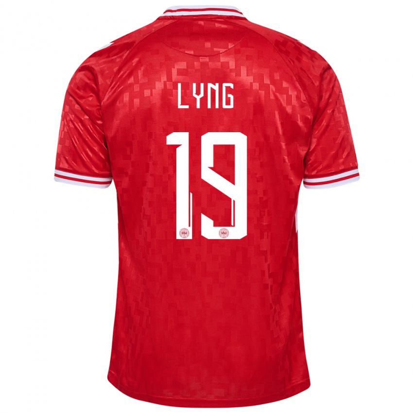 Uomo Maglia Danimarca Alexander Lyng #19 Rosso Kit Gara Home 24-26 Maglietta