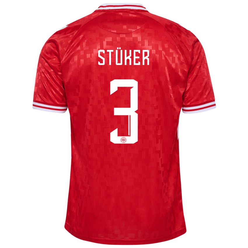 Uomo Maglia Danimarca Simon Stüker #3 Rosso Kit Gara Home 24-26 Maglietta