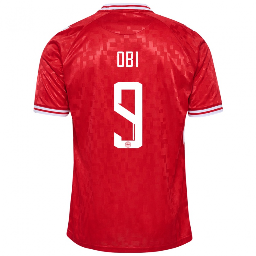 Uomo Maglia Danimarca Chido Obi #9 Rosso Kit Gara Home 24-26 Maglietta