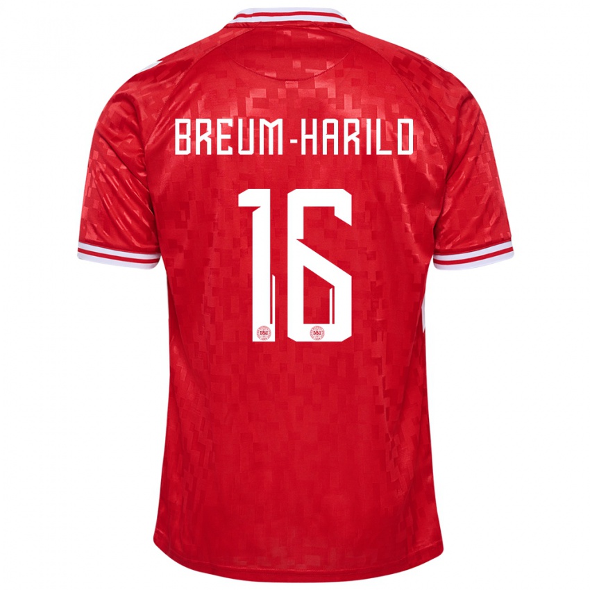 Uomo Maglia Danimarca Tobias Breum-Harild #16 Rosso Kit Gara Home 24-26 Maglietta