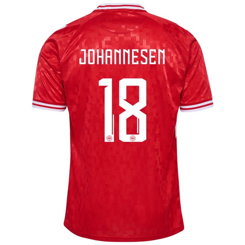 Uomo Maglia Danimarca Sofus Johannesen #18 Rosso Kit Gara Home 24-26 Maglietta