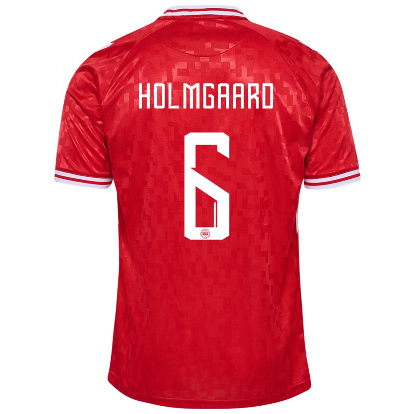 Uomo Maglia Danimarca Karen Holmgaard #6 Rosso Kit Gara Home 24-26 Maglietta