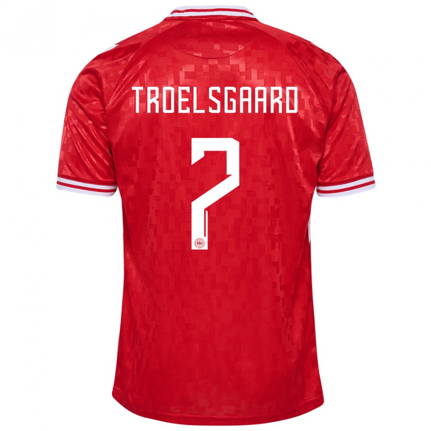 Uomo Maglia Danimarca Sanne Troelsgaard #7 Rosso Kit Gara Home 24-26 Maglietta