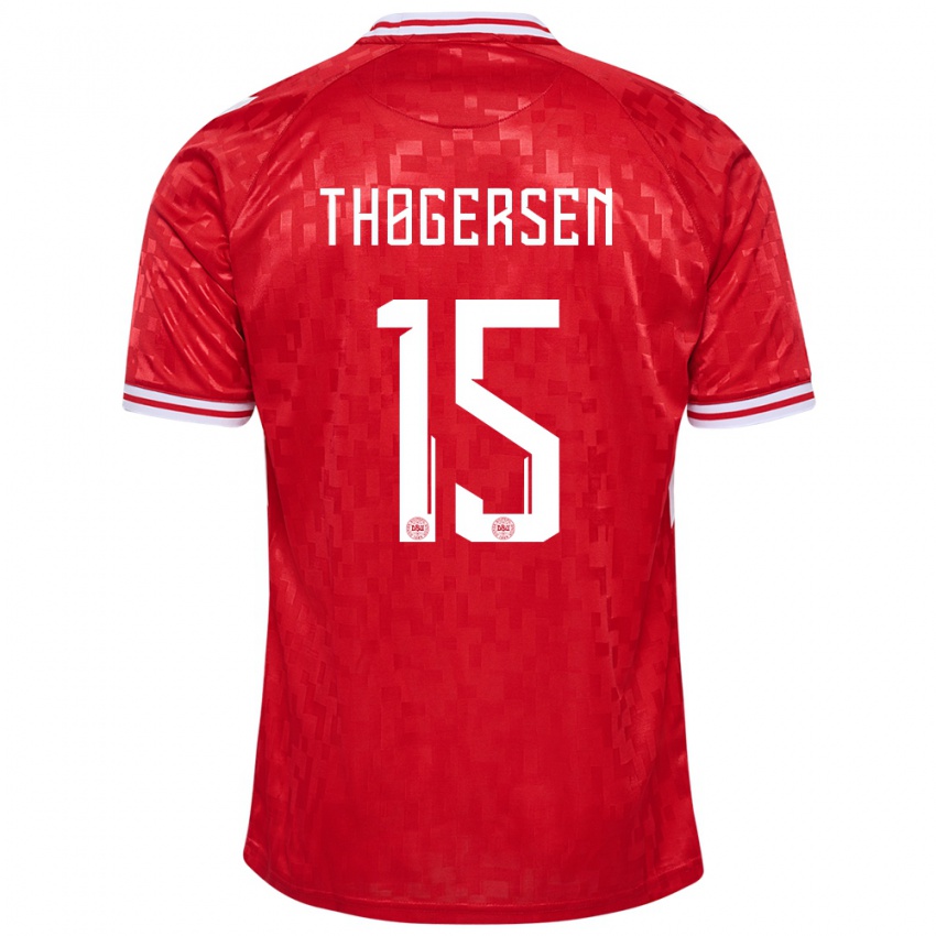 Uomo Maglia Danimarca Frederikke Thøgersen #15 Rosso Kit Gara Home 24-26 Maglietta