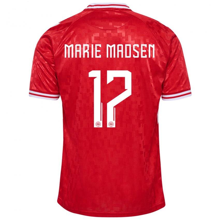 Uomo Maglia Danimarca Rikke Marie Madsen #17 Rosso Kit Gara Home 24-26 Maglietta