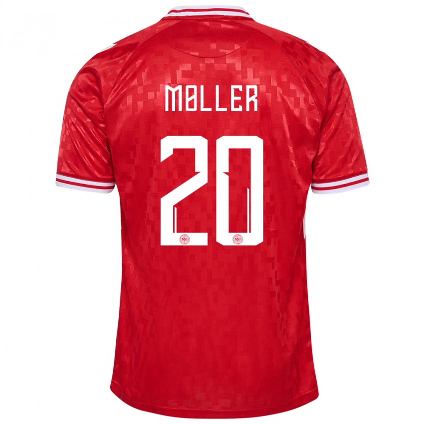 Uomo Maglia Danimarca Caroline Moller #20 Rosso Kit Gara Home 24-26 Maglietta