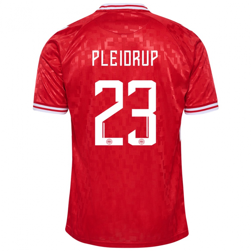 Uomo Maglia Danimarca Caroline Pleidrup #23 Rosso Kit Gara Home 24-26 Maglietta