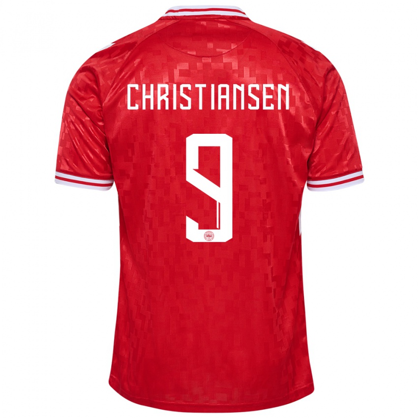 Uomo Maglia Danimarca Nanna Christiansen #9 Rosso Kit Gara Home 24-26 Maglietta