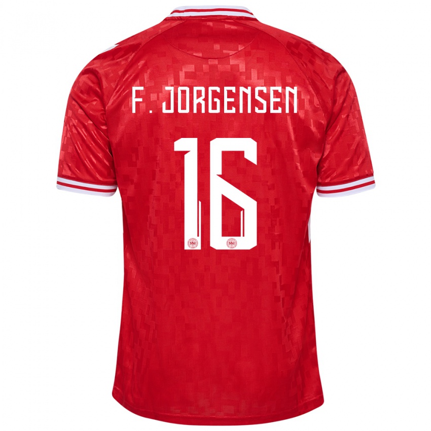 Uomo Maglia Danimarca Filip Jorgensen #16 Rosso Kit Gara Home 24-26 Maglietta