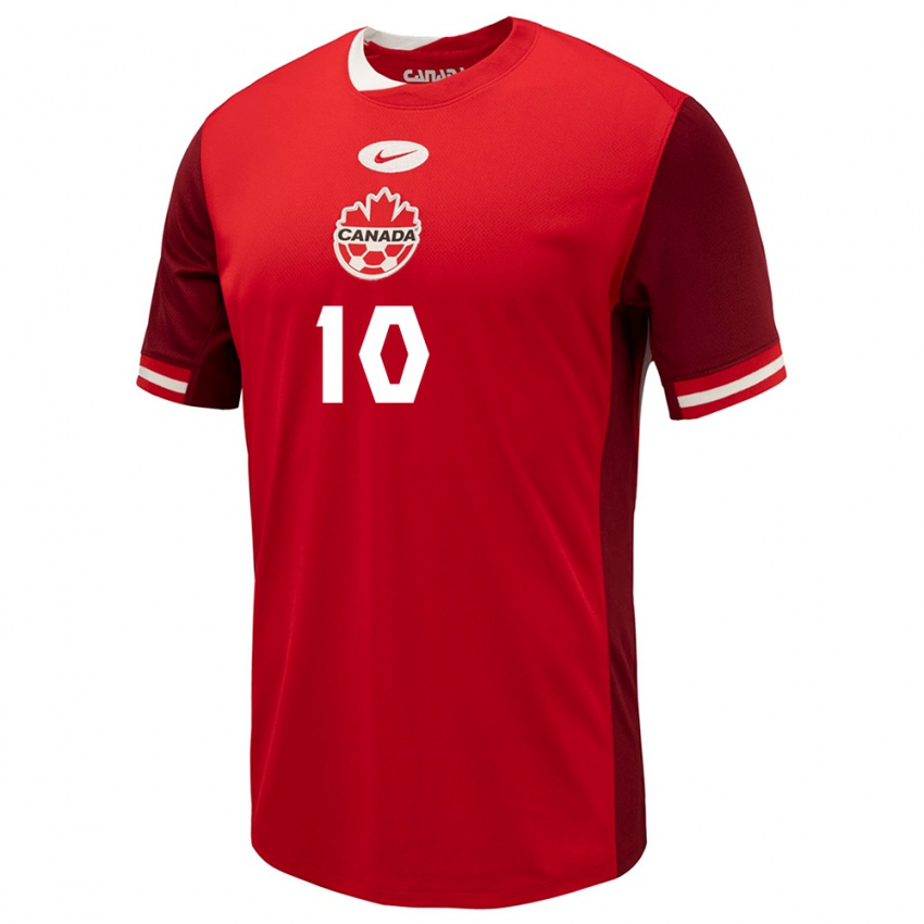 Uomo Maglia Canada Aidan Daniels #10 Rosso Kit Gara Home 24-26 Maglietta