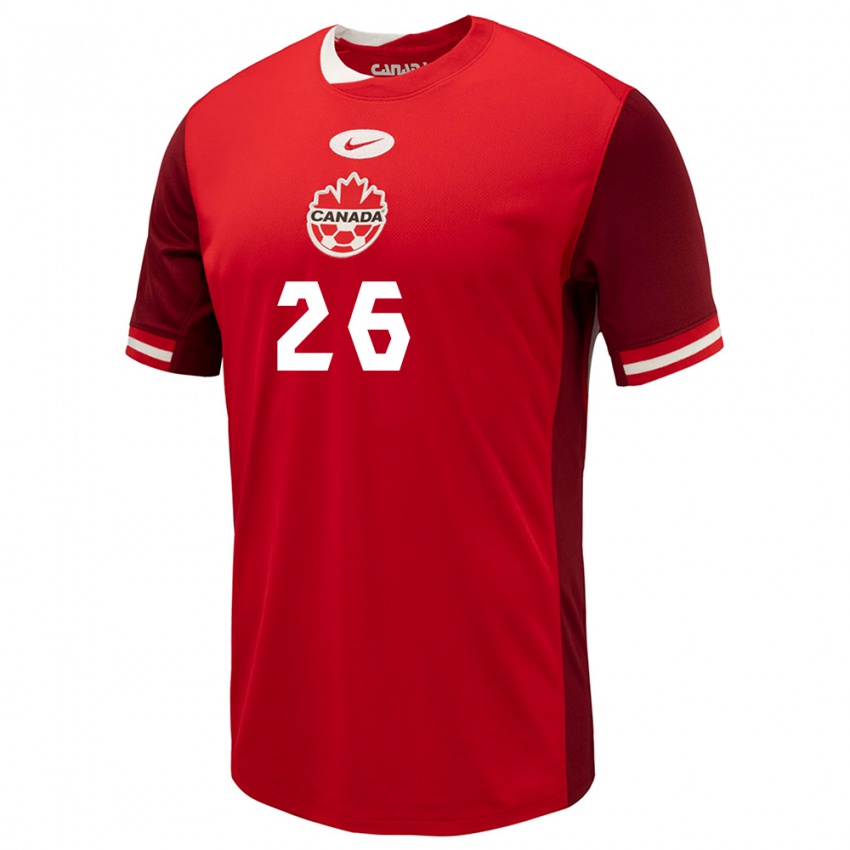 Uomo Maglia Canada Luca Koleosho #26 Rosso Kit Gara Home 24-26 Maglietta