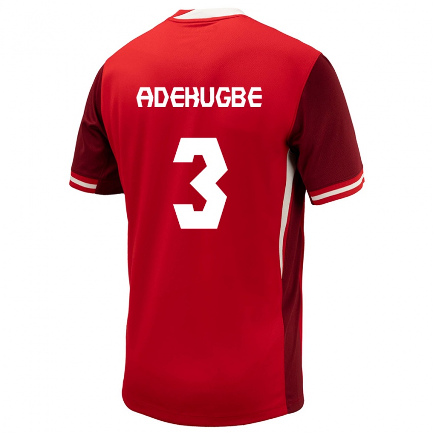 Uomo Maglia Canada Samuel Adekugbe #3 Rosso Kit Gara Home 24-26 Maglietta