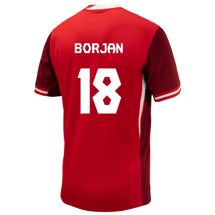 Uomo Maglia Canada Milan Borjan #18 Rosso Kit Gara Home 24-26 Maglietta