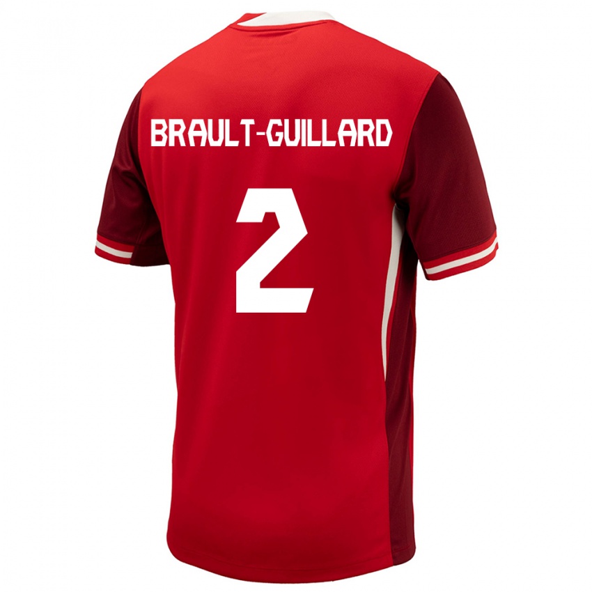 Uomo Maglia Canada Zachary Brault-Guillard #2 Rosso Kit Gara Home 24-26 Maglietta