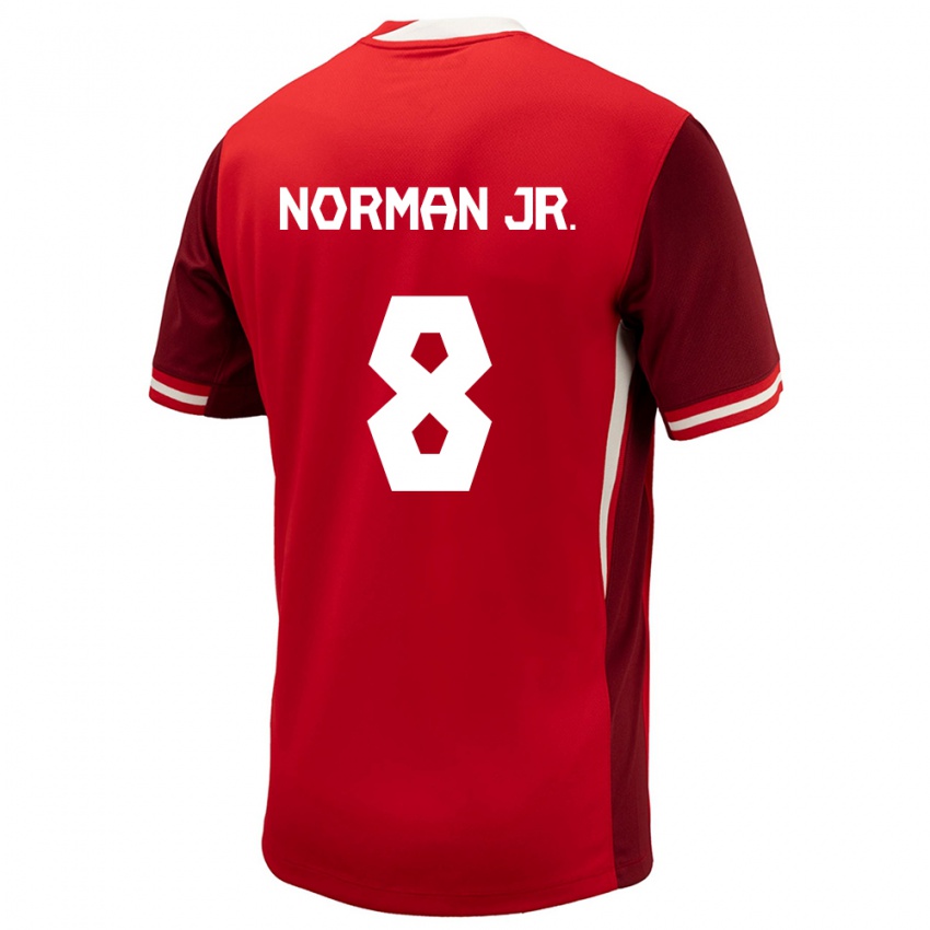 Uomo Maglia Canada David Norman Jr. #8 Rosso Kit Gara Home 24-26 Maglietta