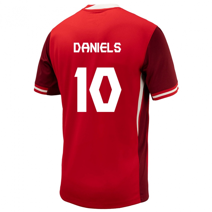 Uomo Maglia Canada Aidan Daniels #10 Rosso Kit Gara Home 24-26 Maglietta