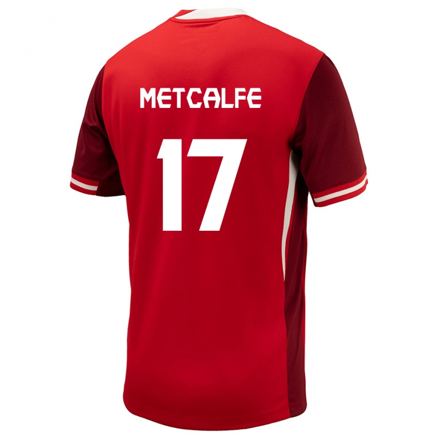 Uomo Maglia Canada Patrick Metcalfe #17 Rosso Kit Gara Home 24-26 Maglietta