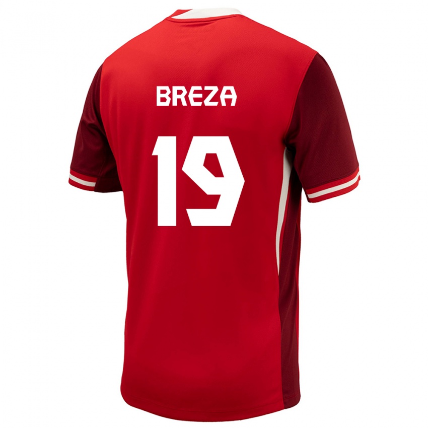 Uomo Maglia Canada Sebastian Breza #19 Rosso Kit Gara Home 24-26 Maglietta