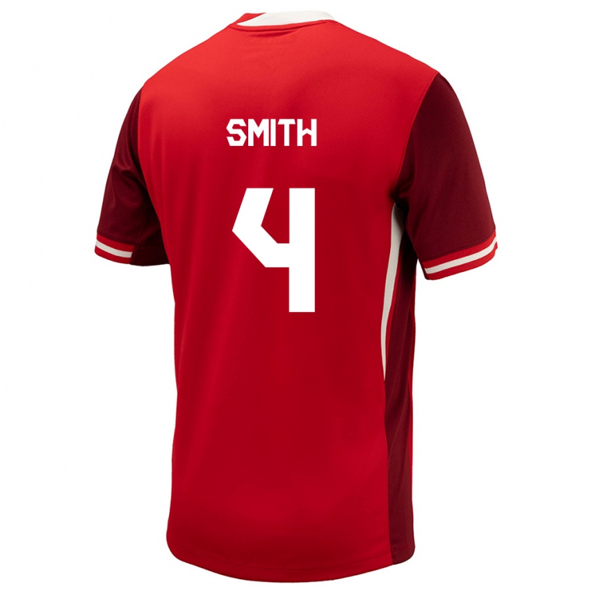 Uomo Maglia Canada Justin Smith #4 Rosso Kit Gara Home 24-26 Maglietta