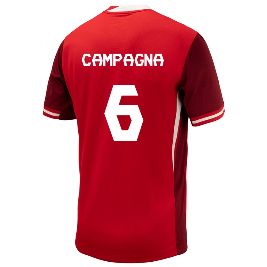 Uomo Maglia Canada Matteo Campagna #6 Rosso Kit Gara Home 24-26 Maglietta