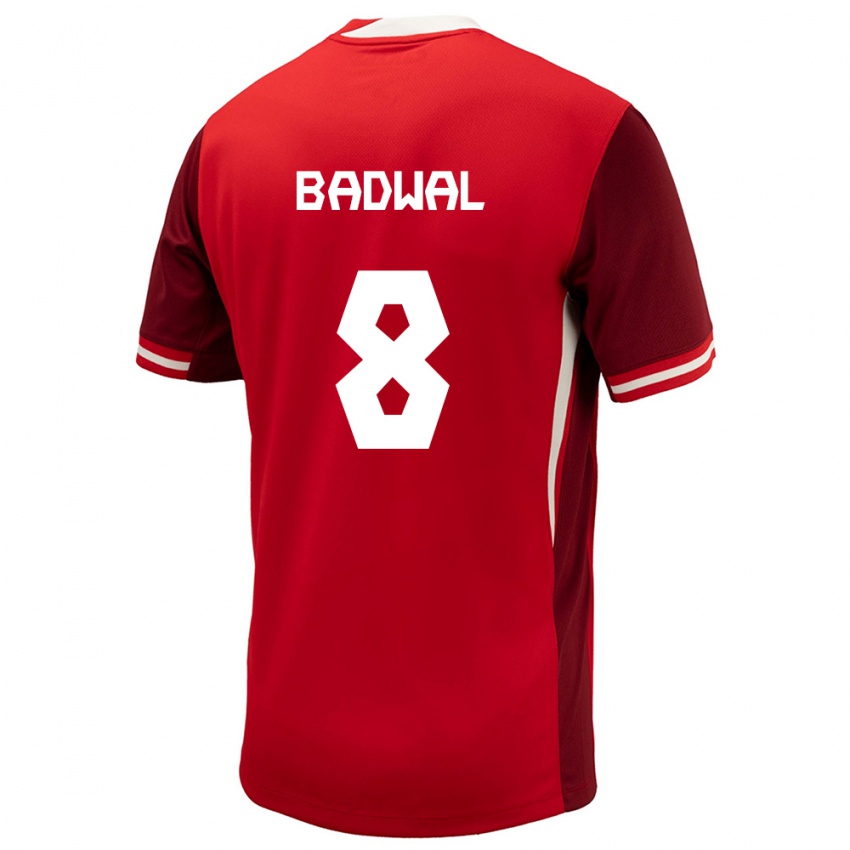 Uomo Maglia Canada Jeevan Badwal #8 Rosso Kit Gara Home 24-26 Maglietta