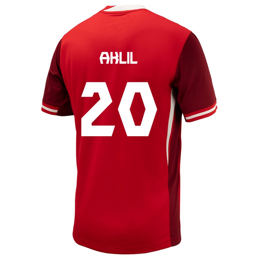 Uomo Maglia Canada Lino Aklil #20 Rosso Kit Gara Home 24-26 Maglietta