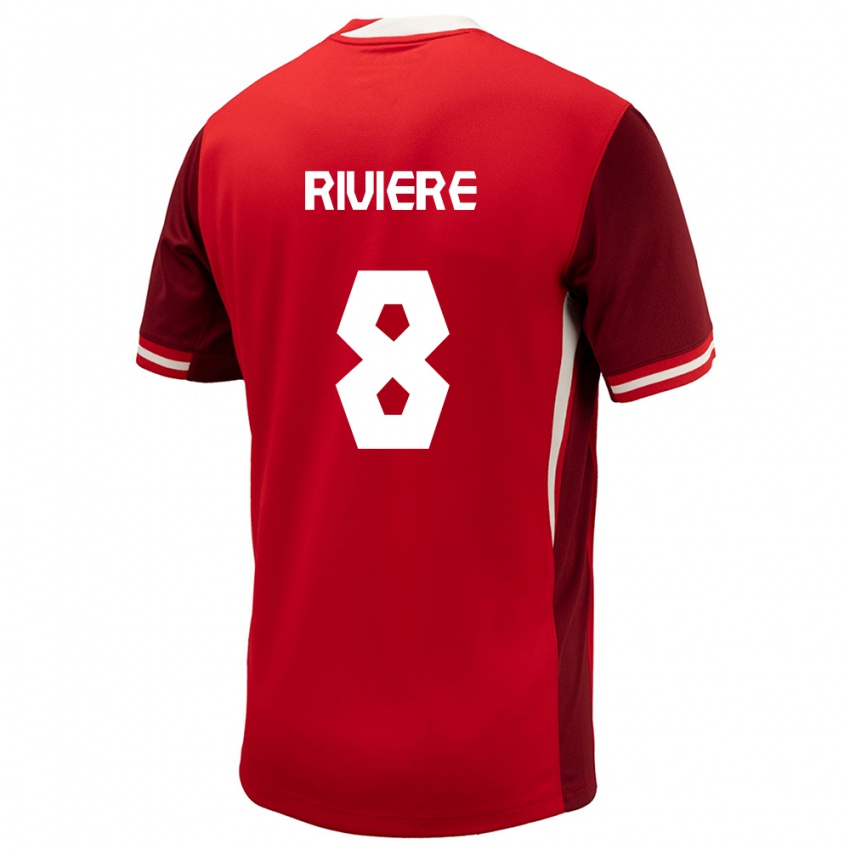 Uomo Maglia Canada Jayde Riviere #8 Rosso Kit Gara Home 24-26 Maglietta