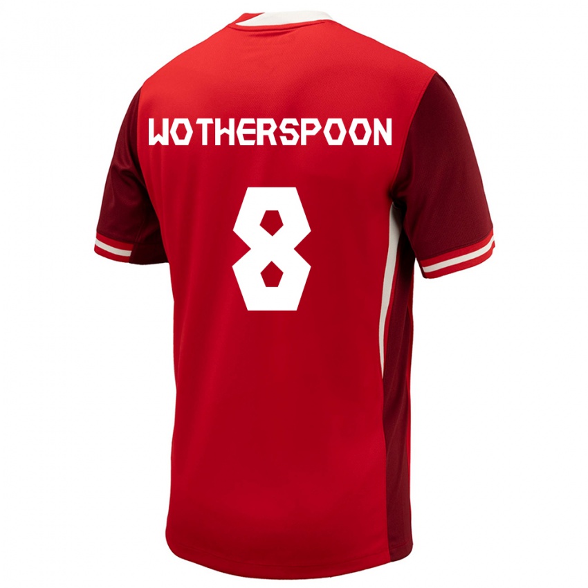 Uomo Maglia Canada David Wotherspoon #8 Rosso Kit Gara Home 24-26 Maglietta