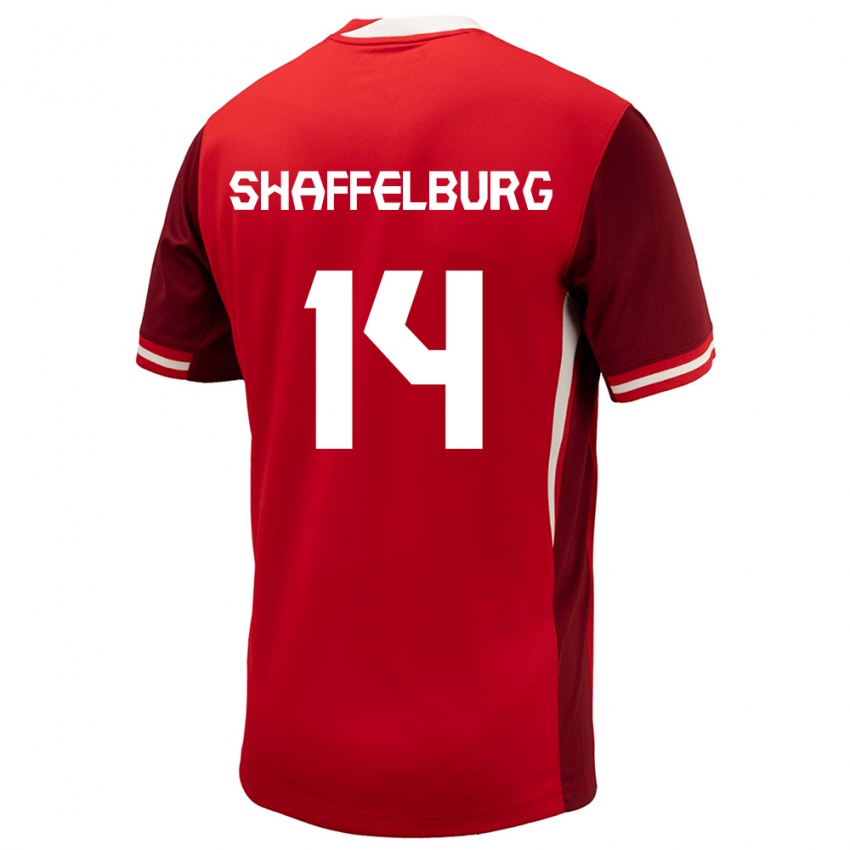 Uomo Maglia Canada Jacob Shaffelburg #14 Rosso Kit Gara Home 24-26 Maglietta