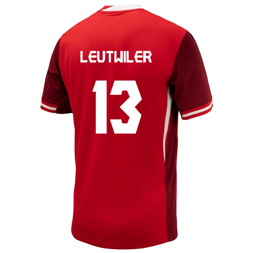 Uomo Maglia Canada Jayson Leutwiler #13 Rosso Kit Gara Home 24-26 Maglietta