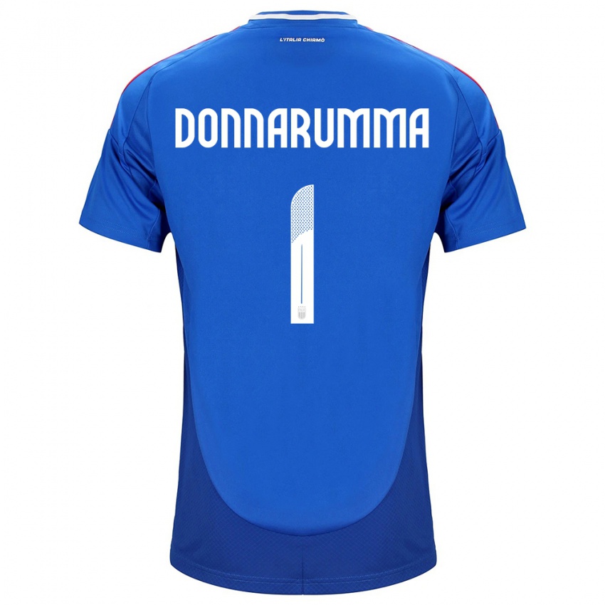 Uomo Maglia Italia Gianluigi Donnarumma #1 Blu Kit Gara Home 24-26 Maglietta